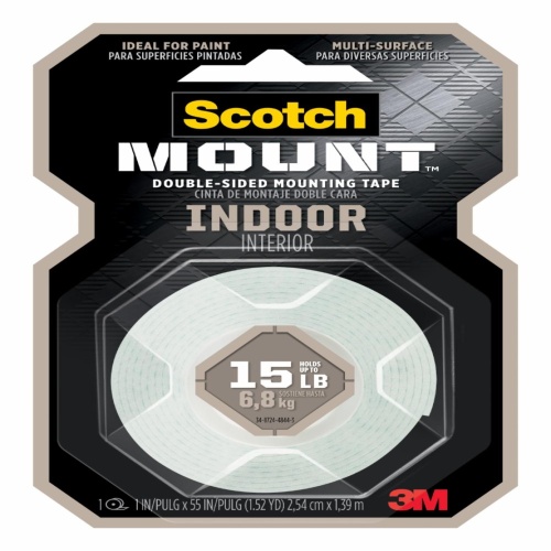 3M 7100216168 - 3M Scotch-Mount™ Indoor Double-Sided Mounting Tape 314H-MED-DC, 1 in x 125 in (2,54 cm x 3,17 m)