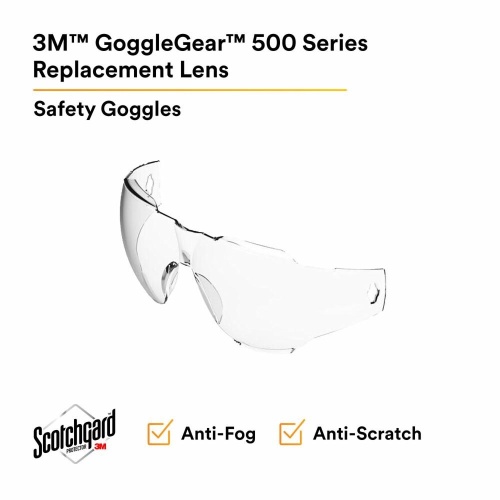 3M 7100222787 - 3M Goggle Gear, 500-Series, GG501SGAF-LENS, Clear Scotchgard™ Anti-fog Replacement Lens
