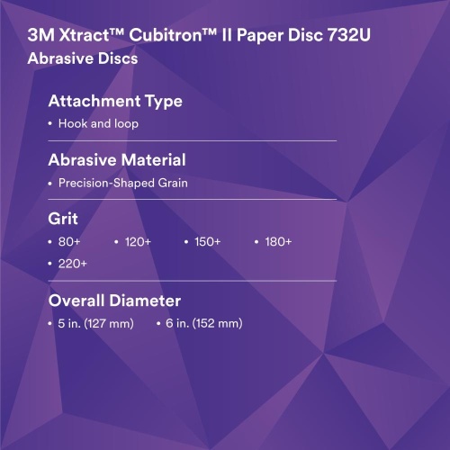 3M 7100230325 - 3M Cubitron™ II Hookit™ Clean Sanding Paper Disc 732U