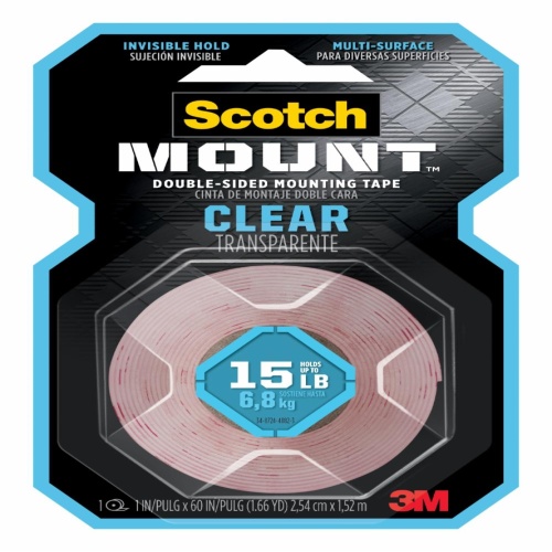 3M 7100235242 - 3M Scotch-Mount™ Clear Double-Sided Mounting Tape 410H-DC, 1 in x 60 in (2.54 cm x 1.52 m)