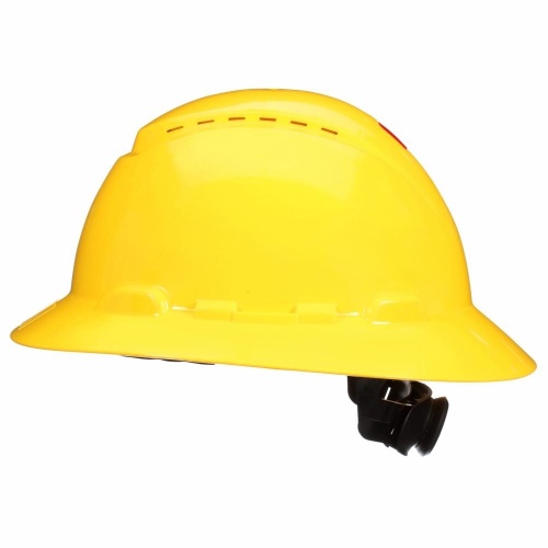 3M 7100240010 - 3M™ SecureFit™ Full Brim Hard Hat H-802SFV-UV, Yellow, Vented, 4-Pt Pressure Diffusion Ratchet Suspension, with UVicator, 20 ea/CS