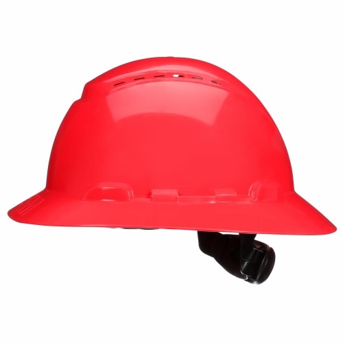 3M 7100240024 - 3M™ SecureFit™ Full Brim Hard Hat H-805SFV-UV, Red Vented, 4-Point Pressure Diffusion Ratchet Suspension, with Uvicator, 20ea/Case