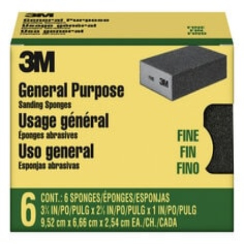 3M 7100241235 - Sanding Sponge CP001-6P-CC, 3 3/4 in x 2 5/8 in x 1 in Fine
