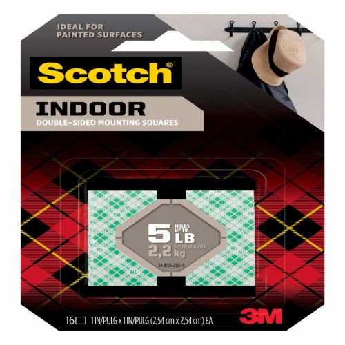 3M 7100241752 - 3M Scotch® Indoor Double-Sided Mounting Squares 111S-SQ-24, 1 in x 1 in (2.54 cm x 2.54 cm)