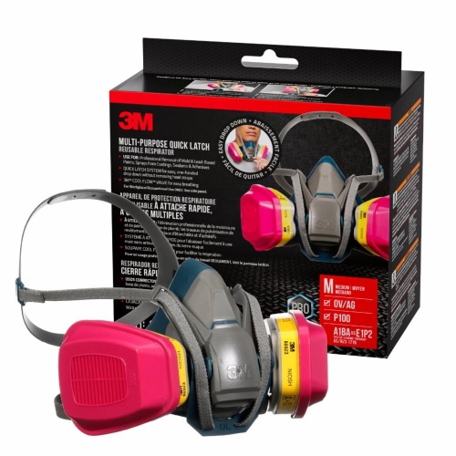 3M 7100310896 - 3M™ Multi-Purpose Quick Latch Reusable Respirator 65023QLH1-DC, OV/AG/P100, Mdm, 1-Fcpc, 1-pr of 60923 Crtrdg/Fltrs