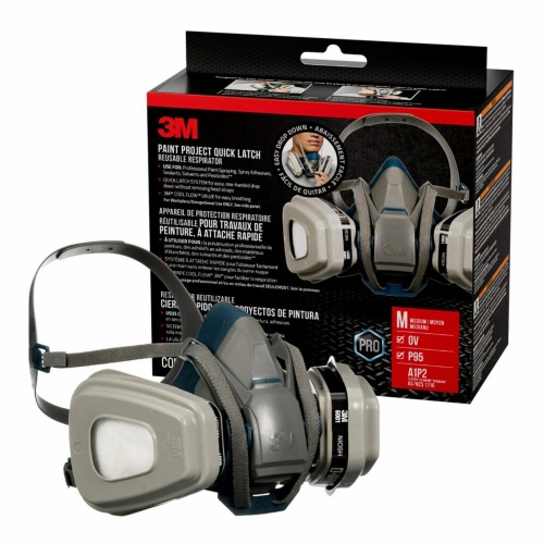 3M 7100310954 - 3M™ Paint Project Quick Latch Reusable Respirator 6502QLP1-DC, OV/P95, Mdm, 1-Fcpc, 1pr 6001 Ctgs, 2pr 5P71 Ftrs, 1pr 501 Rtrs