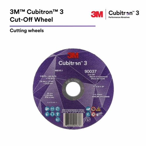 3M 7100313201 - Cubitron™ 3 Cut-Off Wheel, 90048, 60+, T27, 6 in x 0.045 in x 7/8 in, (150 x 1.6 x 22.23 mm), ANSI, 25/Pack