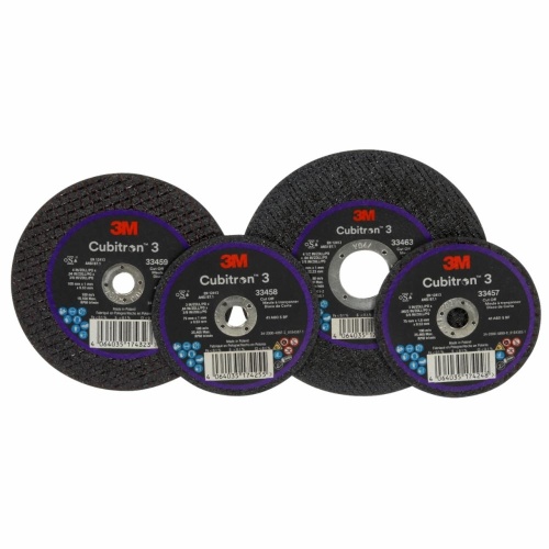 3M 7100334189 - 3M™ Cubitron™ 3 Cut-Off Wheel 33459, 100 mm x 1 mm x 9.53 mm (4 in. x 0.04 in x 3/8 in), 5 Wheels/Pack, 6 Packs/Case