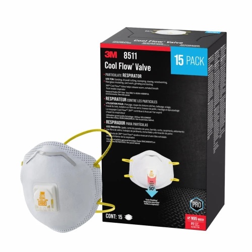 3M 7100359274 - 3M™ Cool Flow™ Valve Particulate Respirator 8511 8511H2-DC, 5 eaches/pack, 8 packs/case