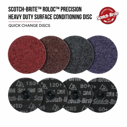 3M 7100359489 - Scotch-Brite™ Roloc™ Precision Heavy Duty Surface Conditioning Disc, HD-DR, Coarse 120+, TR, 2 in, 25/Carton, 100 ea/Case