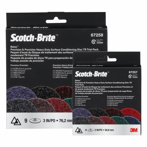 3M 7100371491 - Scotch-Brite™ Roloc™ Precision & Precision Heavy Duty SC Disc, PN-DR (VFN-XCRS) & HD-DR (MED-XXCRS), 3 in, Trial Pack, 10 ea/Case