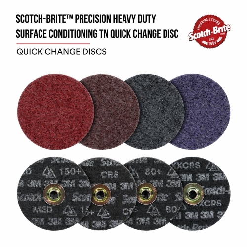 3M 7100373338 - Scotch-Brite™ Precision Heavy Duty Surface Conditioning TN QC Disc, HD-DN, MED (150+) & CRS (120+), 4.5 in, 10 ea/Case, Trial Pack