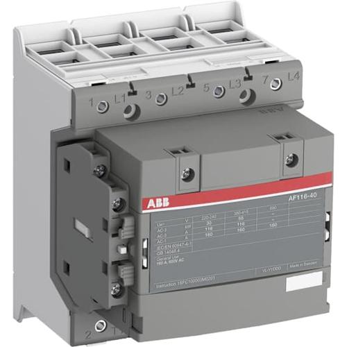 ABB AF116-40-11-12 IEC Contactor - 130 VDC, 160 Amp, 4 NO + 0 NC