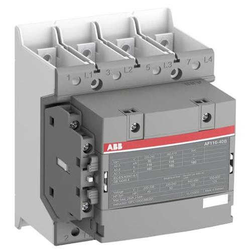 ABB AF116-40-11B-12 IEC Contactor - 130 VDC, 160 Amp, 4 NO + 0 NC