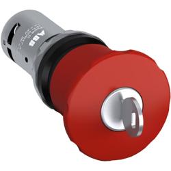 ABB CE4K1-10R-02 Compact Emergency Stop - Key release - Mushroom 40mm - Red - Non-illuminated - Black plastic - 2NC