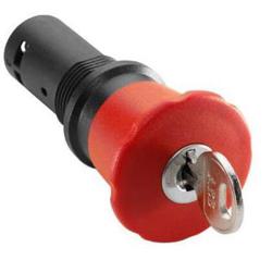 ABB CE4K1-10R-11 Compact Emergency Stop - Key release - Mushroom 40mm - Red - Non-illuminated - Black plastic - 1NO+1NC