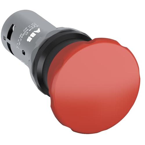ABB CPM3-10R-11 Compact Mushroom Pushbutton - Momentary - Mushroom - Red - Non-illuminated - Black Plastic - 1NO+1NC