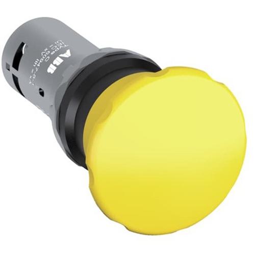 ABB CPM3-10Y-11 Compact Mushroom Pushbutton - Momentary - Mushroom - Yellow - Non-illuminated - Black Plastic - 1NO+1NC