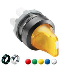 ABB M3SS3-11C Modular Selector Switch - 3-Pos Maintained/Momentary, A and B fixed, spring return from C to B - Short handle - Clear - Illuminated - Black plastic - No contact block