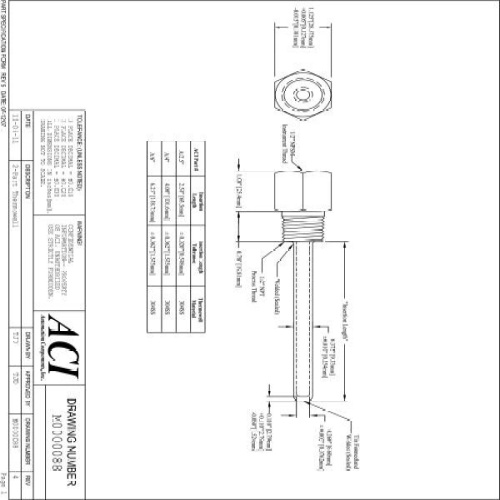 ACI 118216 A/TT100-I-6"-4-GD Transmitter,100 Ohm Immersion RTD