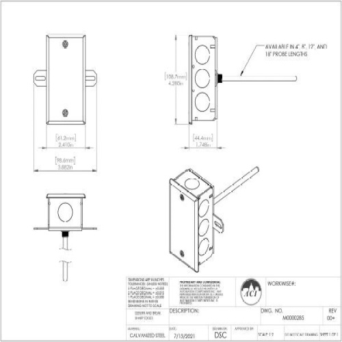 ACI 119408 A/1.8K-D-12"-GD 1.8K Ohm Duct Thermistor
