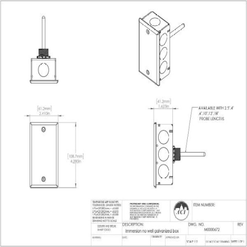 ACI 119420 A/1.8K-INW-4"-GD 1.8K Ohm Immersion Thermistor
