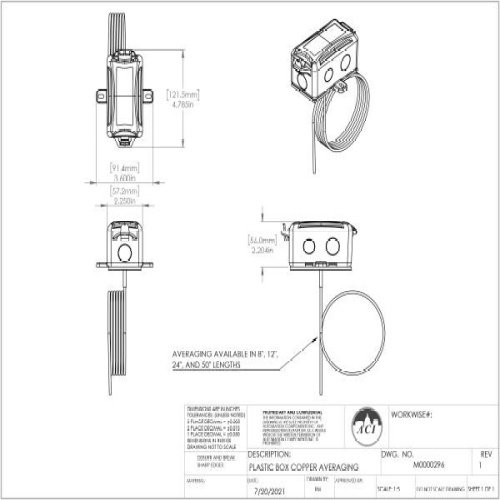 ACI 120257 A/1K-2W-A-50'-PB Copper Averaging,2 Wire,1K Ohm RTD