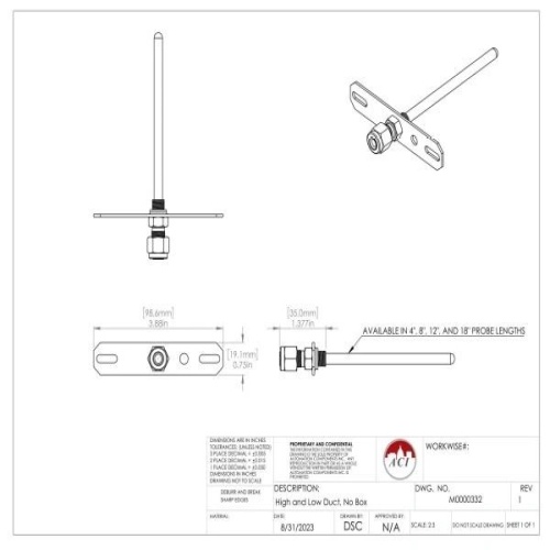 ACI 120405 A/1K-3W-LT-DO-4" 3 Wire,1K Ohm