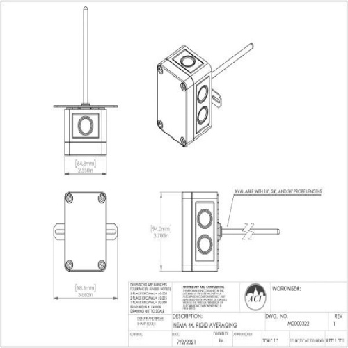ACI 124605 A/TT1K-RA-18"-4-4X Probe,1K Ohm RTD