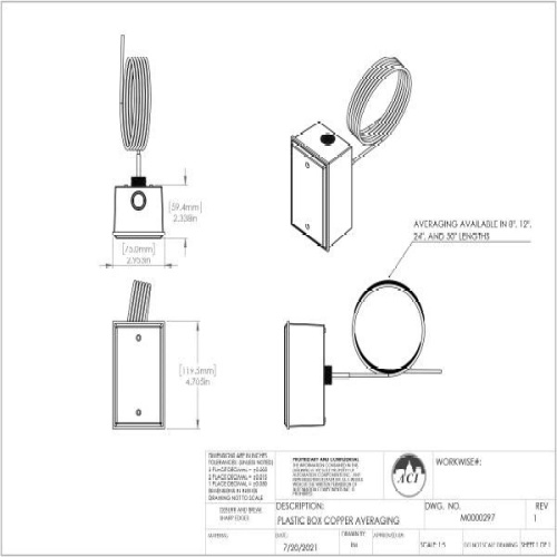 ACI 126615 A/TT1K-A-50'-4-BB Copper Averaging,Transmitter,1K Ohm RTD