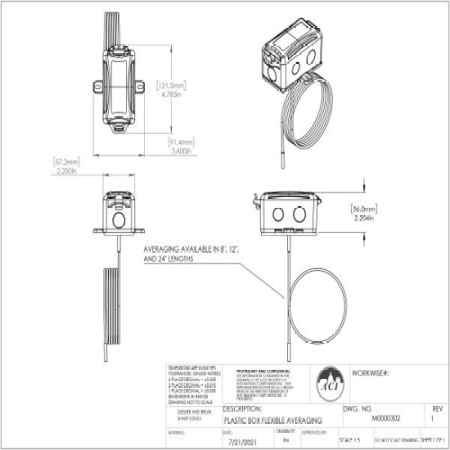 ACI 128436 A/CP-FA-50'-PB 10K Ohm,Type II,Flexible Cable Averaging Thermistor