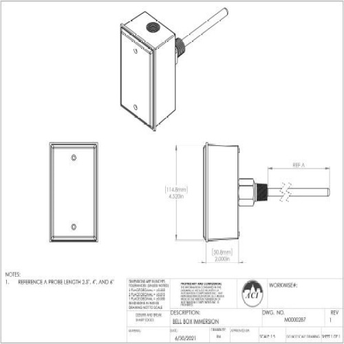 ACI 128839 A/TT1K-HT-I-4"-2-BB Immersion RTD