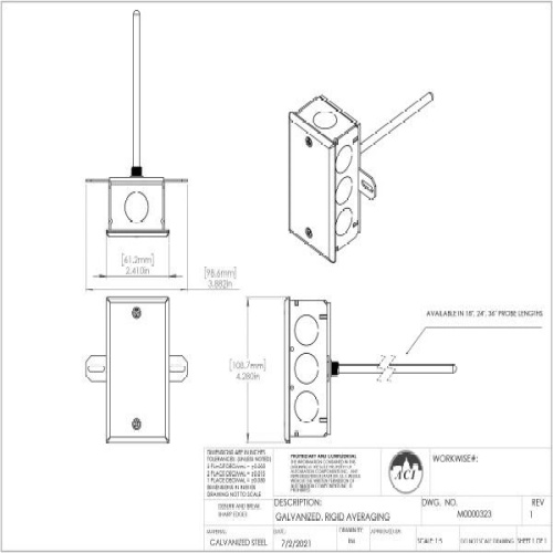 ACI 130996 A/TT1K-RA-12"-4-GD Probe,Transmitter,1K Ohm RTD