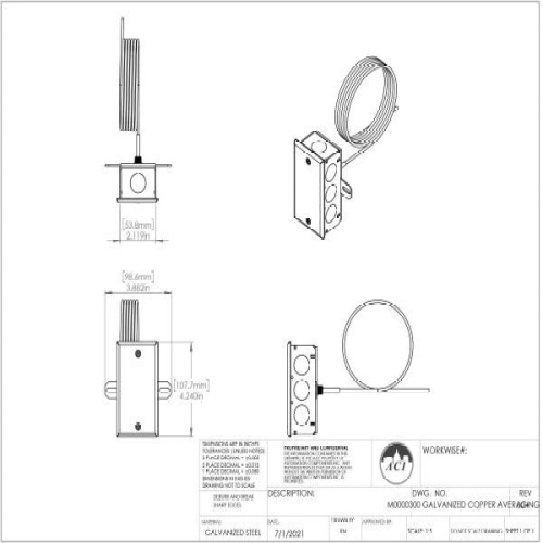 ACI 135209 A/TT1K-A-8'-2-GD Copper Averaging,Transmitter,1K Ohm RTD