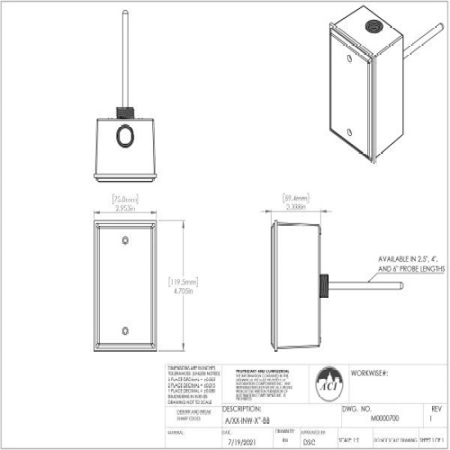 ACI 140754 A/TT1K-HT-INW-4"-2-BB Immersion RTD