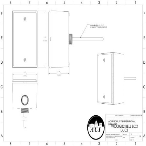 ACI 142178 A/TTM100-D-6"-4-BB Transmitter,100 Ohm Duct RTD