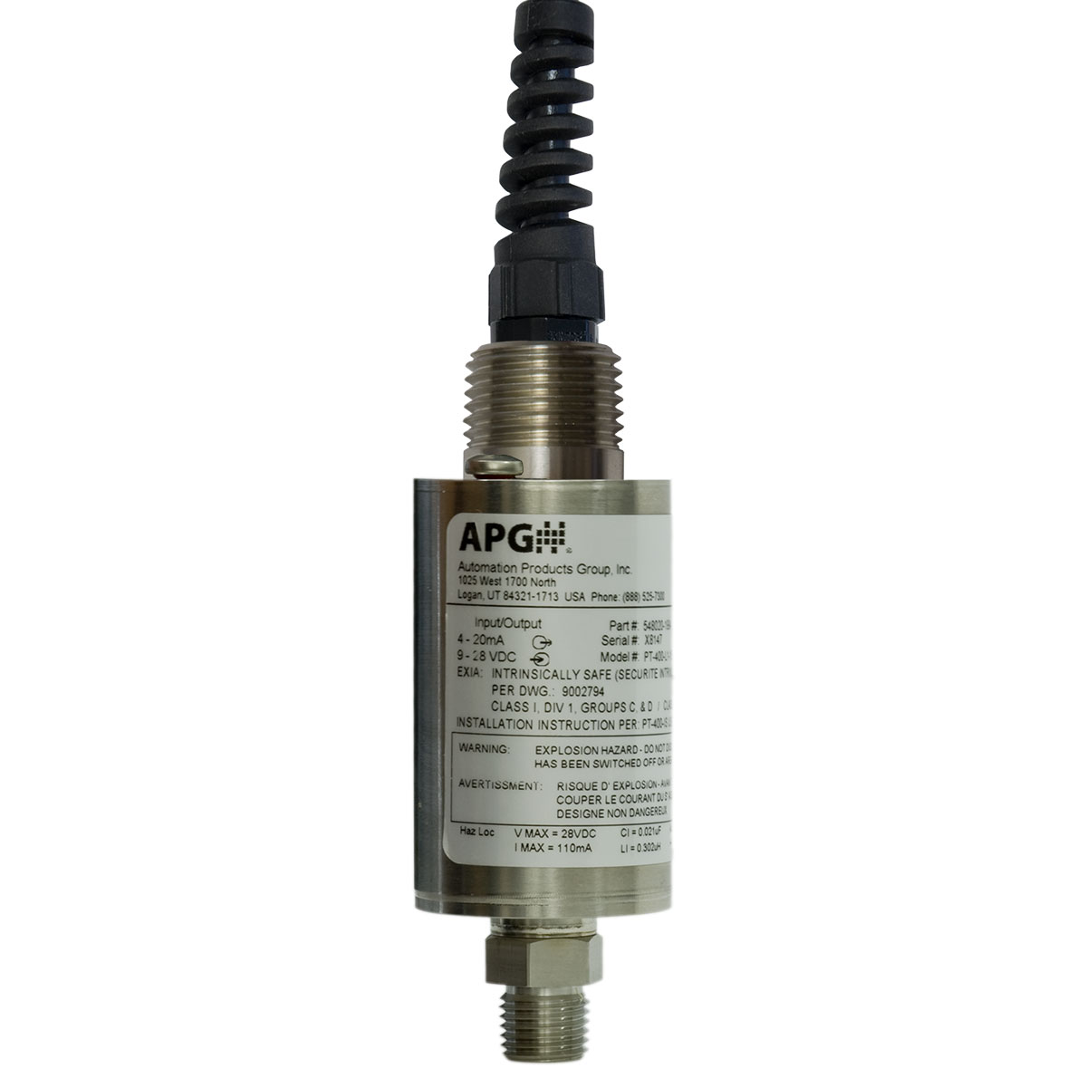APG PT-400-L1-100-PSIG-E19-5-P0-N0-M1-S0 Industrial Pressure Transducer