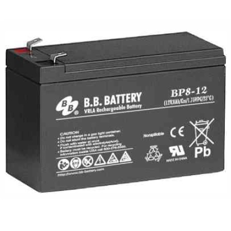 BB Battery BP8-12-T1 Premium General Purpose Battery 12V 8AH Terminal Type 1