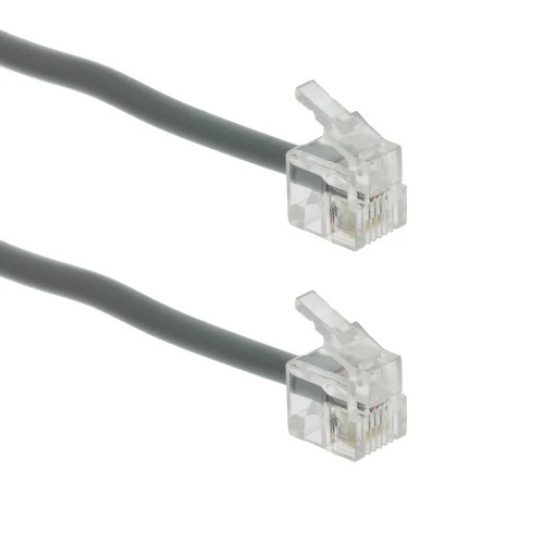 Cable CBTELS-02 - RJ11 Straight Modular Telephone Cable, Silver, 2ft, 6P/4C