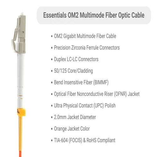 Cable FMD5-LCLC-15 Fiber Optic Patch Cable - 49.2', OM2, LC - LC, OFNR, Multimode, 50 Micron, Orange