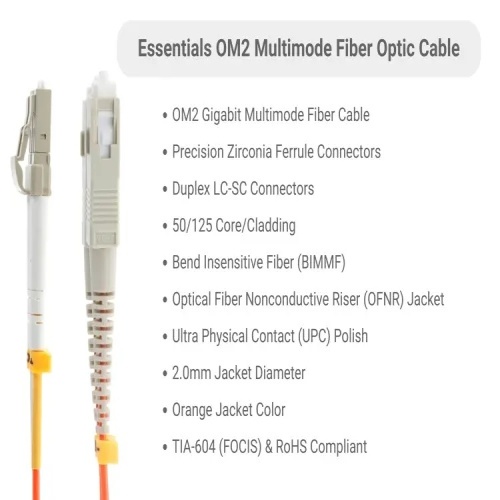 Cable FMD5-LCSC-02 Fiber Optic Patch Cable - 6.6', OM2, LC - SC, OFNR, Multimode, 50 Micron, Orange
