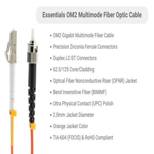 Cable FMD5-LCST-03 Fiber Optic Patch Cable - 9.8', OM2, LC - ST, OFNR, Multimode, 50 Micron, Orange