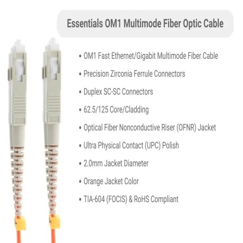 Cable FMD6-SCSC-01 Fiber Optic Patch Cable - 3.3', OM1, SC - SC, OFNR, Multimode, 62.5 Micron, Orange