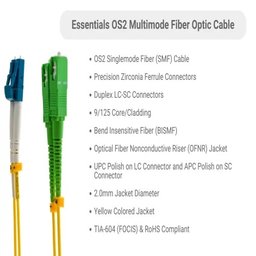 Cable FSD9-LCUSCA-10 Fiber Optic Patch Cable - 32.8', OS2, LC - SC, OFNR, Singlemode, 9 Micron, Yellow