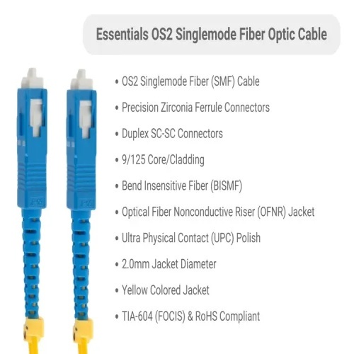 Cable FSD9-SCSC-01 Fiber Optic Patch Cable - 3.3', OS2, SC - SC, OFNR, Singlemode, 9 Micron, Yellow