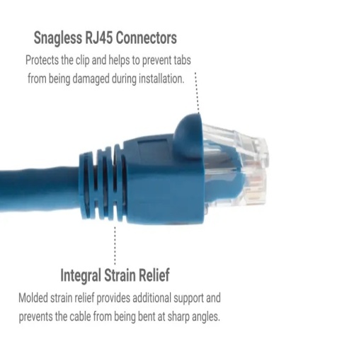 Cable PC6A-BL-02 Ethernet Patch Cable - Cat 6A, 2', PVC, 24 AWG, 500 Mhz, Blue