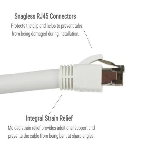 Cable PC8S-WH-0.5-EZ Ethernet Patch Cable - Cat 8, 0.5', PVC, 24 AWG, 2 Ghz, White