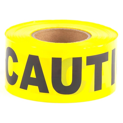 Dottie BT5X3 - 3'' x 300' Yellow Barricade Tape (Caution Caution Caution), Polyethylene