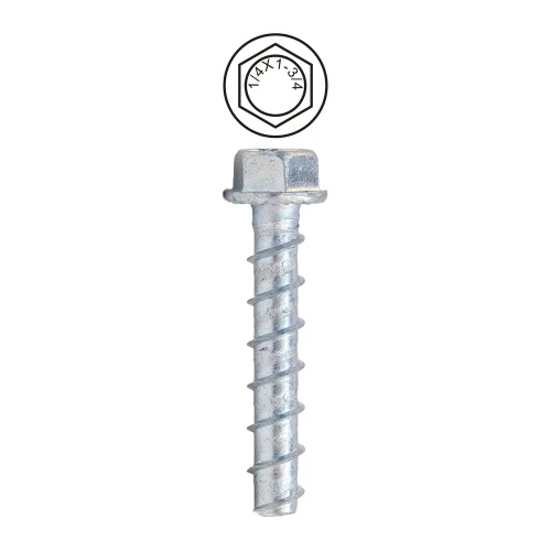 Dottie CSB14134 - 1/4'' x 1-3/4'' Hex Head Concrete Screw Bolt, Case Hardened Low Carbon Steel