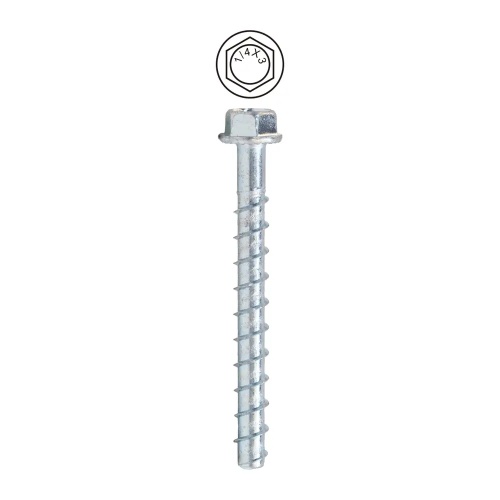 Dottie CSB14300 - 1/4'' x 3'' Hex Head Concrete Screw Bolt, Case Hardened Low Carbon Steel